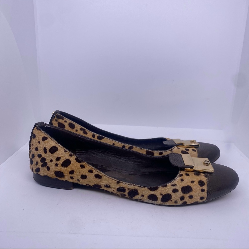 Tory Burch Leopard Printed Calf Hair Flats 10